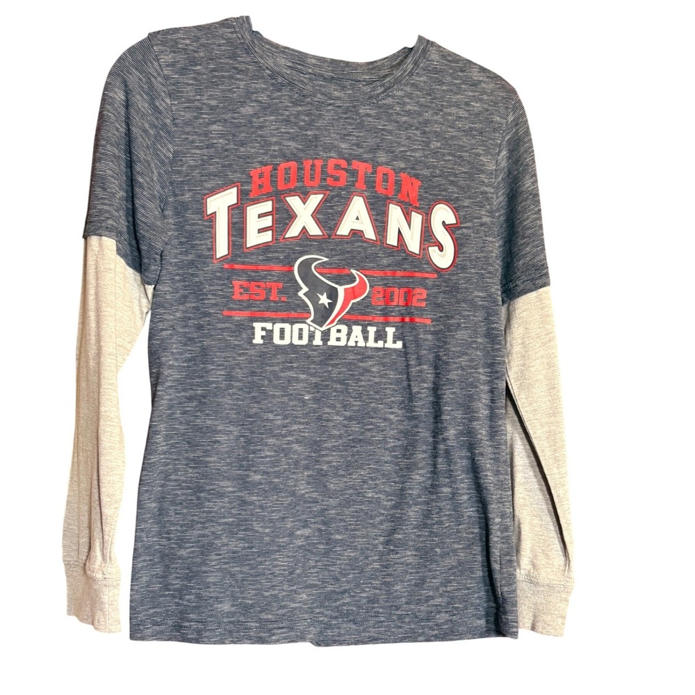 NFL Team Apparel Houston Texans Kids L 12/14 Blue Excellent Layered Long Sleeve